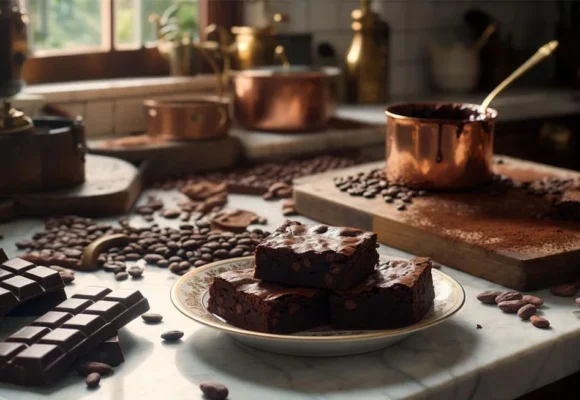 Brownies, chocolate bars, and cocoa beans. Engaging B2 English listening practice and food vocabulary on Listenglish.