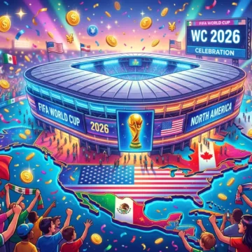 fifa-world-cup-2026-english-listening-practice Fans celebrating FIFA World Cup 2026 during an English listening practice session on Listenglish.
