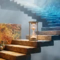 An hourglass on stone stairs for B1 level English listening and vocabulary practice on Listenglish.