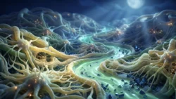 Neural pathways clearing brain waste during sleep for advanced English listening practice on Listenglish.
