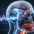Diagram showing the brain processing sound waves for English listening and shadowing exercises on Listenglish.