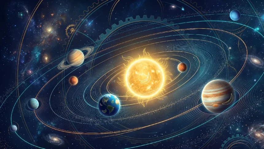 solar-system-english-vocabulary-practice An illustration of the solar system with planets for space vocabulary learning in context on Listenglish.
